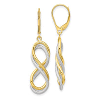 Load image into Gallery viewer, 10K w/ White Rhodium Polished Textured Infinity Leverback Earrings
