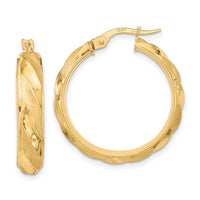 Load image into Gallery viewer, 10K Polished Textured Twisted Hoop Earrings
