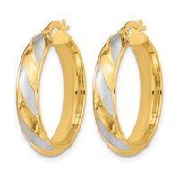 Load image into Gallery viewer, 10K Rhodium Polished Textured Twisted Hoop Earrings
