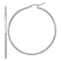 Load image into Gallery viewer, 10K White Gold Polished Hinged Hoop Earrings

