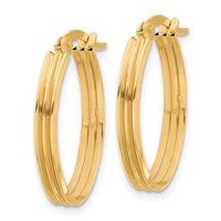 Load image into Gallery viewer, 10K Polished and Grooved Oval Hoop Earrings
