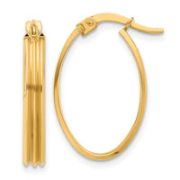 Load image into Gallery viewer, 10K Polished and Grooved Oval Hoop Earrings
