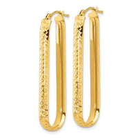 Load image into Gallery viewer, 10K Polished and Diamond-cut Oval Hoop Earrings

