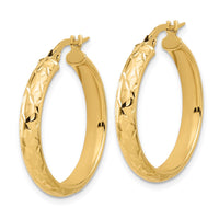 Load image into Gallery viewer, 10K Polished and Diamond-cut Round Hoop Earrings
