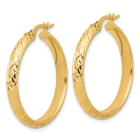 Load image into Gallery viewer, 10K Polished and Diamond-cut Round Hoop Earrings
