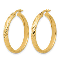 Load image into Gallery viewer, 10K Polished and Diamond-cut Round Hoop Earrings
