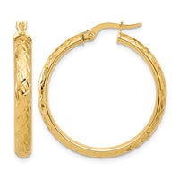 Load image into Gallery viewer, 10K Polished and Diamond-cut Round Hoop Earrings
