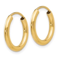 Load image into Gallery viewer, 10k Polished Round Endless 2mm Hoop Earrings
