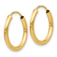 Load image into Gallery viewer, 10k Polished Round Endless 2mm Hoop Earrings
