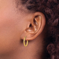 Load image into Gallery viewer, 10k Polished 2x17.5mm Lightweight Tube Hoop Earrings

