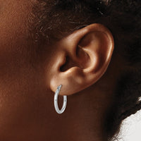 Load image into Gallery viewer, 10k White Gold Polished 2x17.5mm Lightweight Tube Hoop Earrings
