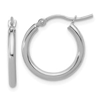 Load image into Gallery viewer, 10k White Gold Polished 2x17.5mm Lightweight Tube Hoop Earrings
