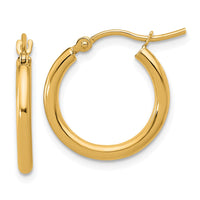 Load image into Gallery viewer, 10k Polished 2x17.5mm Lightweight Tube Hoop Earrings
