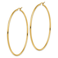 Load image into Gallery viewer, 10k Polished 2x65mm Lightweight Tube Hoop Earrings
