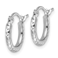 Load image into Gallery viewer, 10k White Gold Diamond-cut 2mm Round Tube Hoop Earrings
