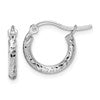 10k White Gold Diamond-cut 2mm Round Tube Hoop Earrings