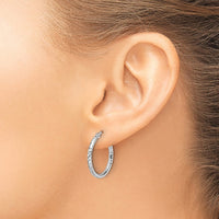 Load image into Gallery viewer, 10k White Gold Diamond-cut 2mm Round Tube Hoop Earrings
