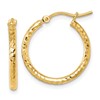 10k Diamond-cut 2mm Round Tube Hoop Earrings
