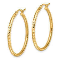 Load image into Gallery viewer, 10k Diamond-cut 2mm Round Tube Hoop Earrings
