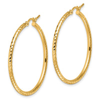 Load image into Gallery viewer, 10k Diamond-cut 2mm Round Tube Hoop Earrings
