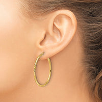 Load image into Gallery viewer, 10k Diamond-cut 2mm Round Tube Hoop Earrings
