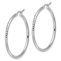 Load image into Gallery viewer, 10k White Gold Diamond-cut 2mm Round Tube Hoop Earrings
