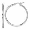 10k White Gold Diamond-cut 2mm Round Tube Hoop Earrings