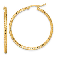 Load image into Gallery viewer, 10k Diamond-cut 2mm Round Tube Hoop Earrings
