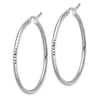 Load image into Gallery viewer, 10k White Gold Diamond-cut 2mm Round Tube Hoop Earrings
