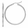 10k White Gold Diamond-cut 2mm Round Tube Hoop Earrings