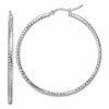 10k White Gold Diamond-cut 2mm Round Tube Hoop Earrings