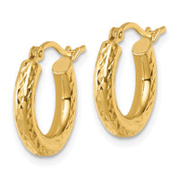 Load image into Gallery viewer, 10k Diamond-cut 3mm Round Hoop Earrings
