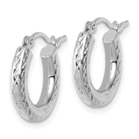 Load image into Gallery viewer, 10k White Gold Diamond-cut 3mm Round Hoop Earrings

