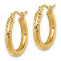 Load image into Gallery viewer, 10k Diamond-cut 3mm Round Hoop Earrings

