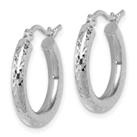 Load image into Gallery viewer, 10k White Gold Diamond-cut 3mm Round Hoop Earrings
