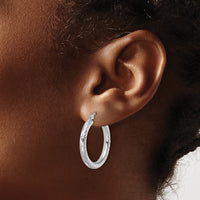 Load image into Gallery viewer, 10k White Gold Diamond-cut 3mm Round Hoop Earrings
