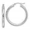 10k White Gold Diamond-cut 3mm Round Hoop Earrings