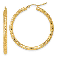 Load image into Gallery viewer, 10k Diamond-cut 3mm Round Hoop Earrings
