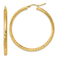 Load image into Gallery viewer, 10k Diamond-cut 3mm Round Hoop Earrings
