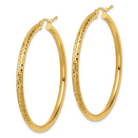 Load image into Gallery viewer, 10k Diamond-cut 3mm Round Hoop Earrings
