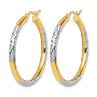 Load image into Gallery viewer, 10K with Rhodium Diamond Cut 3mm Hoop Earrings
