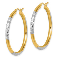 Load image into Gallery viewer, 10K with Rhodium Diamond Cut 3mm Hoop Earrings
