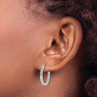 Load image into Gallery viewer, 10k White Gold 2mm Square Tube Hoop Earrings
