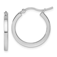 Load image into Gallery viewer, 10k White Gold 2mm Square Tube Hoop Earrings
