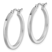 Load image into Gallery viewer, 10k White Gold 2mm Square Tube Hoop Earrings
