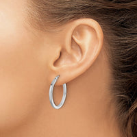 Load image into Gallery viewer, 10k White Gold 2mm Square Tube Hoop Earrings
