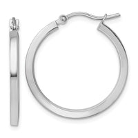 Load image into Gallery viewer, 10k White Gold 2mm Square Tube Hoop Earrings
