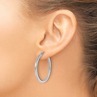 Load image into Gallery viewer, 10k White Gold 2mm Square Tube Hoop Earrings
