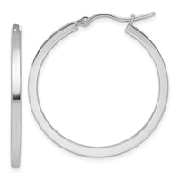 Load image into Gallery viewer, 10k White Gold 2mm Square Tube Hoop Earrings
