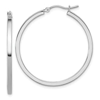Load image into Gallery viewer, 10k White Gold 2mm Square Tube Hoop Earrings
